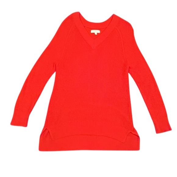 New Directions Red V-Neck Tunic High-Low Oversized Sweater Size XS - Picture 1 of 9